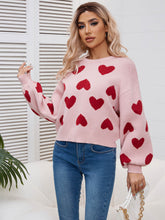 Load image into Gallery viewer, Kawaii Heart Pattern Puff Sleeves Sweater | NCS
