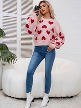 Load image into Gallery viewer, Kawaii Heart Pattern Puff Sleeves Sweater | NCS
