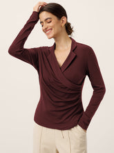 Load image into Gallery viewer, Wool Asymmetric Side Ruched Stretch Top BRIONY
