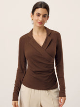 Load image into Gallery viewer, Wool Asymmetric Side Ruched Stretch Top BRIONY
