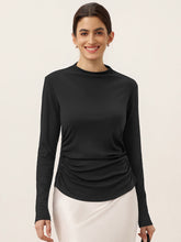 Load image into Gallery viewer, Wool Mock Neck Waist Pleat Top ISOLDE
