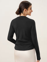 Load image into Gallery viewer, Wool Mock Neck Waist Pleat Top ISOLDE
