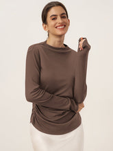 Load image into Gallery viewer, Wool Mock Neck Waist Pleat Top ISOLDE
