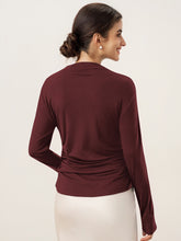 Load image into Gallery viewer, Wool Mock Neck Waist Pleat Top ISOLDE
