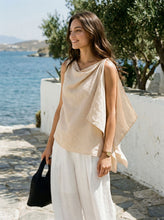 Load image into Gallery viewer, 100% Linen Cowl-Neck Asymmetric Top LEVINA
