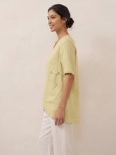 Load image into Gallery viewer, 100% Linen Asymmetric Hem Long Top ISLA
