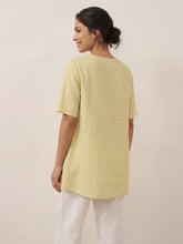 Load image into Gallery viewer, 100% Linen Asymmetric Hem Long Top ISLA
