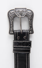 Load image into Gallery viewer, Mens Genuine Leather Aztec 3D Embossed Belt - Black
