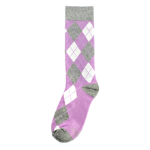 Load image into Gallery viewer, Lavender and Grey Argyle Socks
