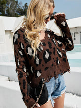 Load image into Gallery viewer, Leopard Print V-Neck Fringe Cropped Sweater | NCS

