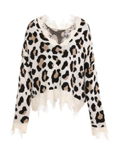 Load image into Gallery viewer, Leopard Print V-Neck Fringe Cropped Sweater | NCS
