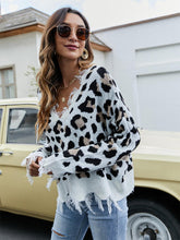 Load image into Gallery viewer, Leopard Print V-Neck Fringe Cropped Sweater | NCS

