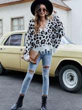 Load image into Gallery viewer, Leopard Print V-Neck Fringe Cropped Sweater | NCS
