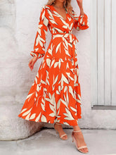 Load image into Gallery viewer, PRETTYGARDEN Womens Fall Long Sleeve Wrap V Neck Ruffle Floral Maxi Dress Casual Tie Waist Boho Chiffon Flowy Long Dresses XX-Large F-orange White - # GIAA231710002
