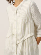 Load image into Gallery viewer, Linen-Lyocell Deconstructed Asymmetric Front Pleat Midi Dress EULALIE
