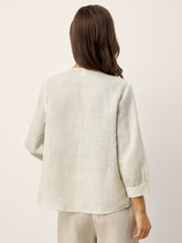 Load image into Gallery viewer, Linen-Lyocell Striped Lapel Inverted Pleat Pullover Top MARGOT
