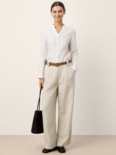 Load image into Gallery viewer, Linen-Lyocell Pleated Wide Leg Trousers with Back Elastic &amp; Button Detail AISLING
