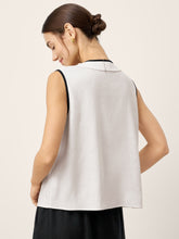 Load image into Gallery viewer, Linen-Lyocell Contrast Trim Pleated Sleeveless Top JUNIPER
