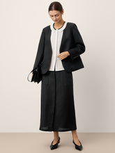 Load image into Gallery viewer, Linen-Lyocell Contrast Trim Pleated Sleeveless Top JUNIPER
