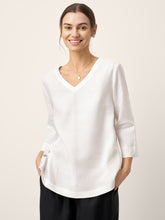 Load image into Gallery viewer, Linen-Lyocell V-Neck Button Detail Overtop ODETTE
