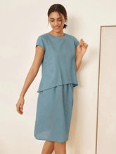 Load image into Gallery viewer, Linen Blend Cap Sleeve Top And Pencil Skirt Set VEDA
