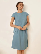 Load image into Gallery viewer, Linen Blend Cap Sleeve Top And Pencil Skirt Set VEDA
