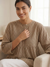 Load image into Gallery viewer, Linen Checked Long-Sleeved Top CAROLINE
