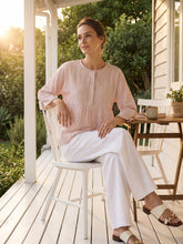 Load image into Gallery viewer, Linen Checked Long-Sleeved Top CAROLINE
