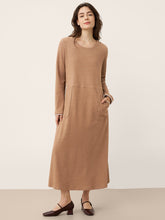 Load image into Gallery viewer, Linen Cotton Colorblock Trim Pocket Maxi Dress CLEMENTINE
