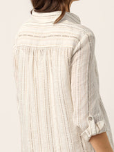 Load image into Gallery viewer, Linen Striped Tab-Sleeve Bohemia Shirt Dress BLYTHE
