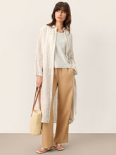 Load image into Gallery viewer, Linen Striped Tab-Sleeve Bohemia Shirt Dress BLYTHE
