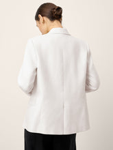 Load image into Gallery viewer, Linen Peak Lapel Crossover Blazer IRIS
