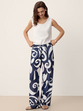 Load image into Gallery viewer, Linen Abstract-Print Straight-Leg Pants ORLA

