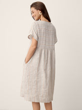Load image into Gallery viewer, Linen Gathered-Hem Split-Neck Midi Dress SYDNEY
