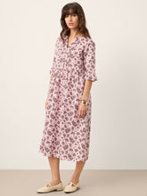 Load image into Gallery viewer, Linen Paisley Pintucked Ruffle-Cuff Maxi Dress MAELYN
