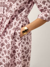 Load image into Gallery viewer, Linen Paisley Pintucked Ruffle-Cuff Maxi Dress MAELYN
