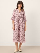 Load image into Gallery viewer, Linen Paisley Pintucked Ruffle-Cuff Maxi Dress MAELYN
