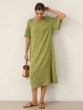 Load image into Gallery viewer, Linen Round Neck Flutter Sleeve Maxi Dress WINNIE
