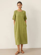 Load image into Gallery viewer, Linen Round Neck Flutter Sleeve Maxi Dress WINNIE
