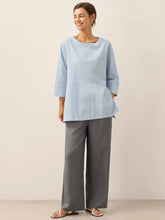 Load image into Gallery viewer, Linen White Boat Neck Oversized Top AVA
