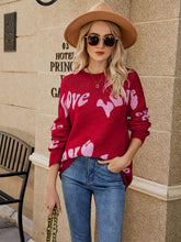 Load image into Gallery viewer, Love Letter Jacquard Simple Plus Size Valentine's Day Sweater | NCS
