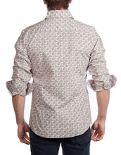Load image into Gallery viewer, Lt Brown Paisley Shirt // Contemporary Fit - contrast  trimming- final sale
