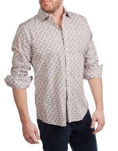 Load image into Gallery viewer, Lt Brown Paisley Shirt // Contemporary Fit - contrast  trimming- final sale
