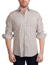 Load image into Gallery viewer, Lt Brown Paisley Shirt // Contemporary Fit - contrast  trimming- final sale
