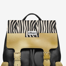 Load image into Gallery viewer, Luxury Vegan Backpack ZEBRA GOLD EDGE – BYMANYC ® New York
