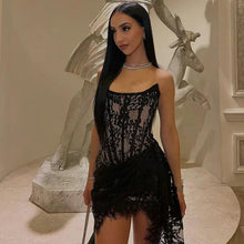 Load image into Gallery viewer, Chic Lace Patchwork Mini Dress
