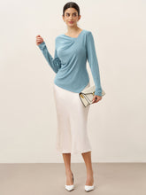 Load image into Gallery viewer, Wool Lyocell Twisted V-Neck Ruched Top NATALIE
