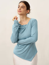 Load image into Gallery viewer, Wool Lyocell Twisted V-Neck Ruched Top NATALIE
