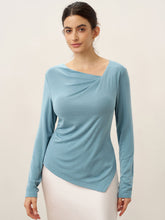 Load image into Gallery viewer, Wool Lyocell Twisted V-Neck Ruched Top NATALIE
