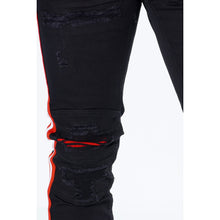 Load image into Gallery viewer, M1769 Makobi Cameo Denim Jeans - Black/Red
